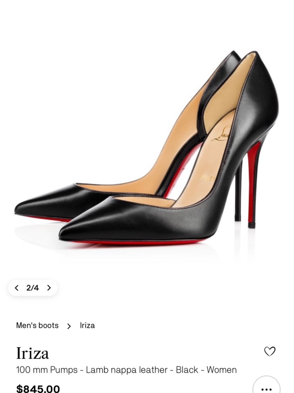 Christian Louboutin Black Leather Pointed Pumps with Red Sole